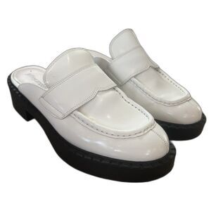 Jeffrey Campbell Biblio Penny Loafer Mule Women 8.5 White Leather Slip On Chunky